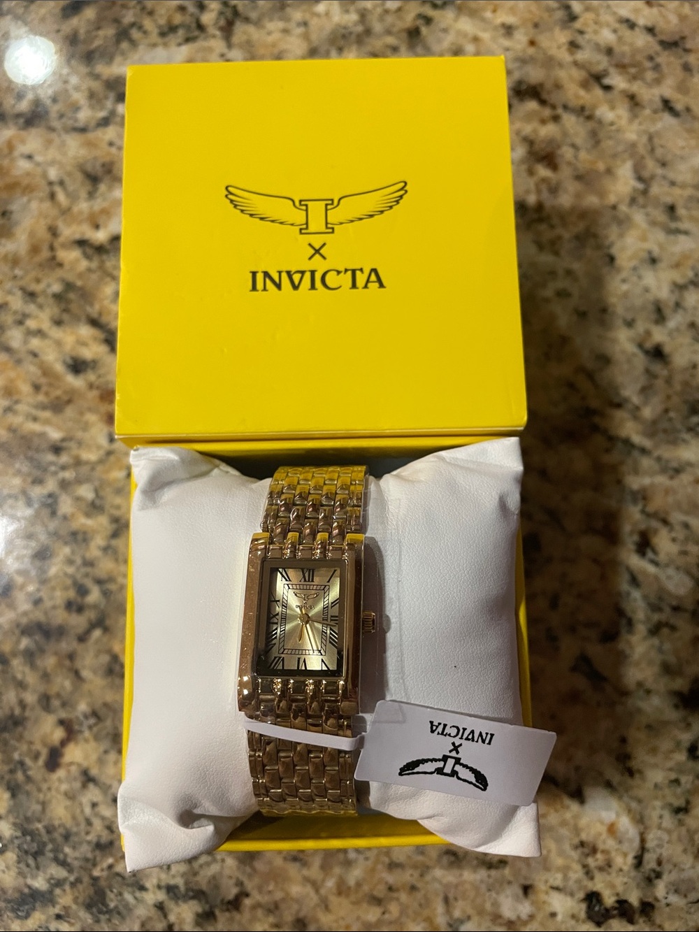 Invicta Angel Women's Gold Tone Rectangular Link Bracelet Watch